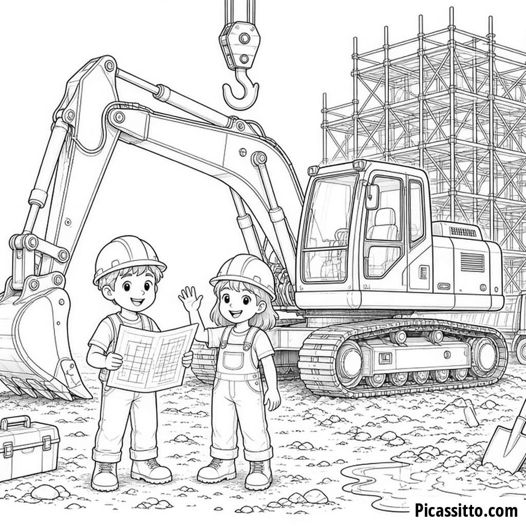 Disegno da colorare cantiere edile