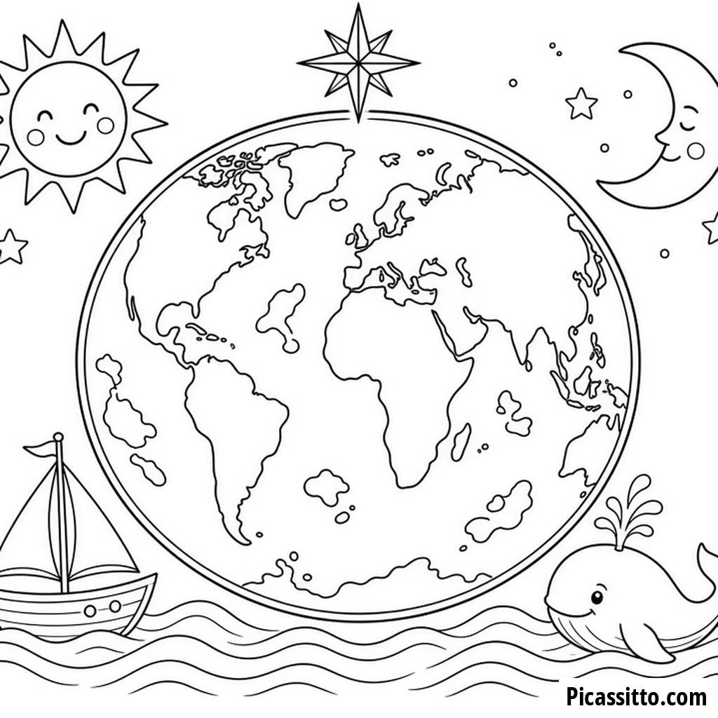 World Continents Map Coloring Page