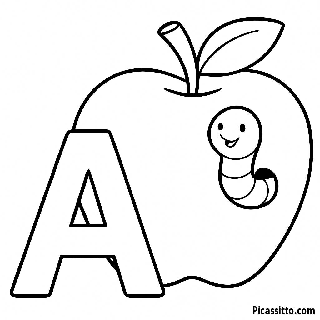 A is for Apple Coloring Page