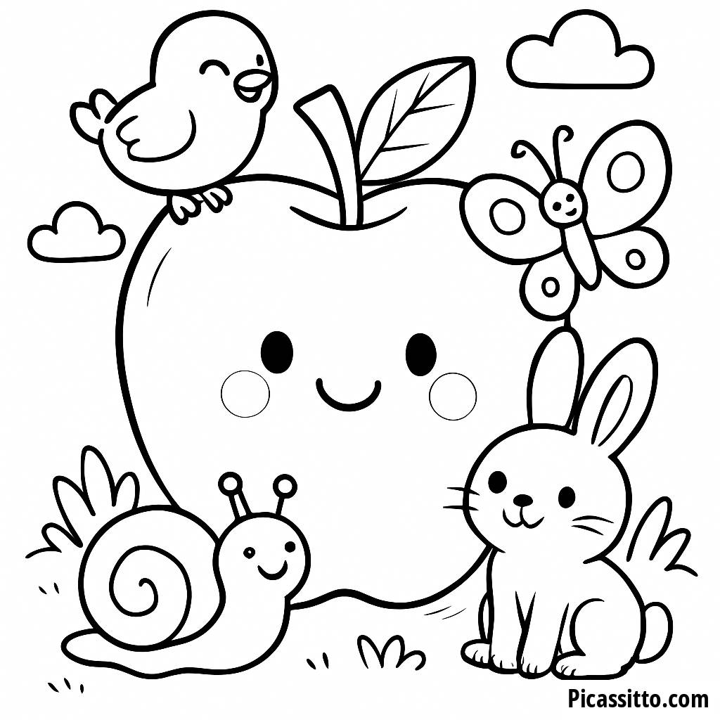 A is for Apple Coloring Page