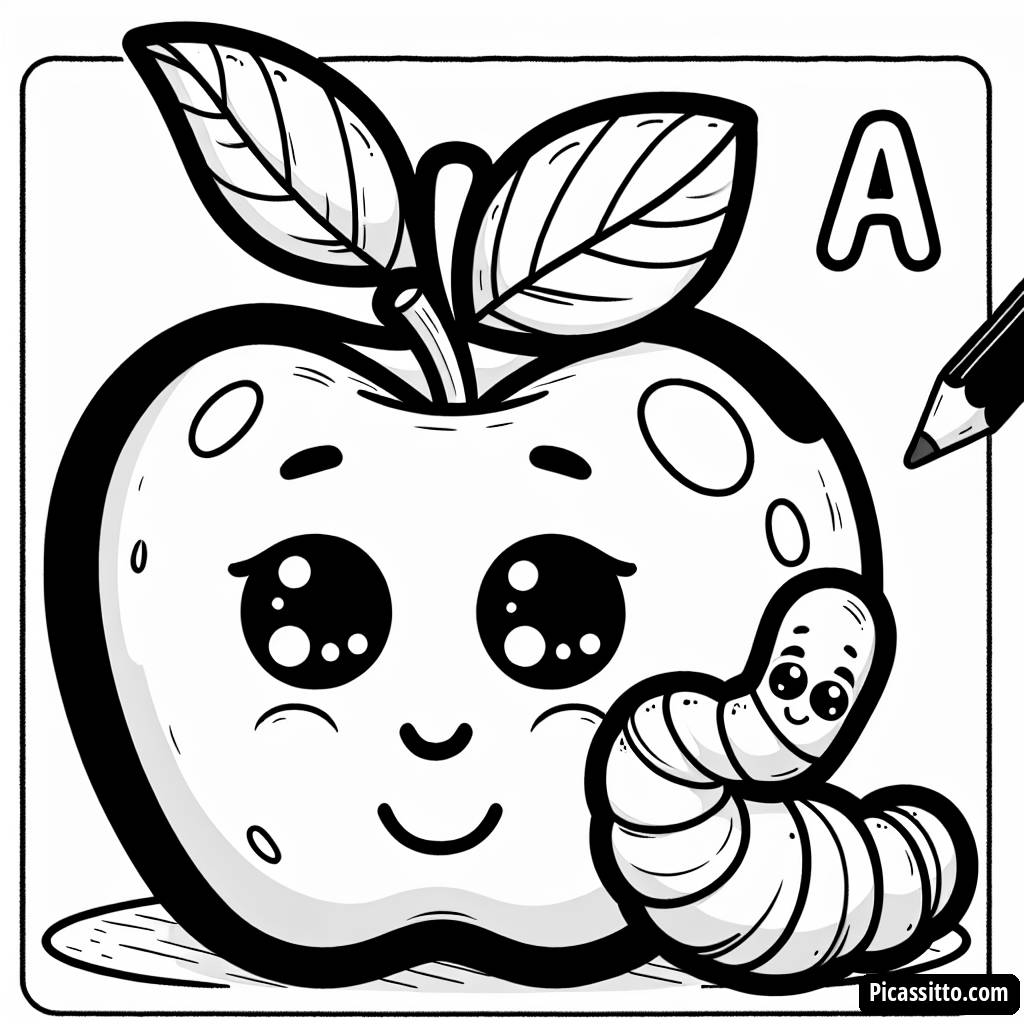 Pagina da Colorare: La A di Mela