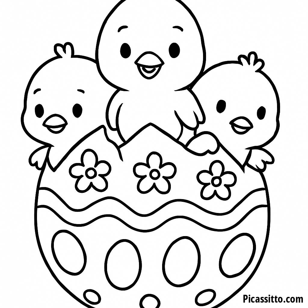 Página para Colorear de Adorables Pollitos