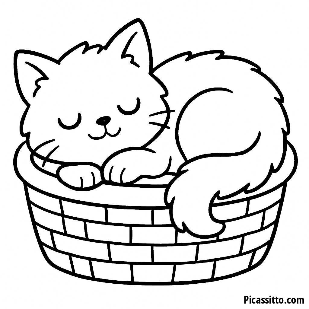Pagina da Colorare di un Adorabile Gattino Morbido