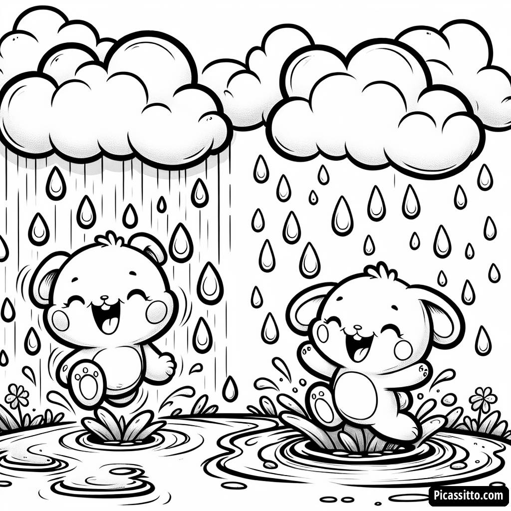 Adorable Raindrop Coloring Page