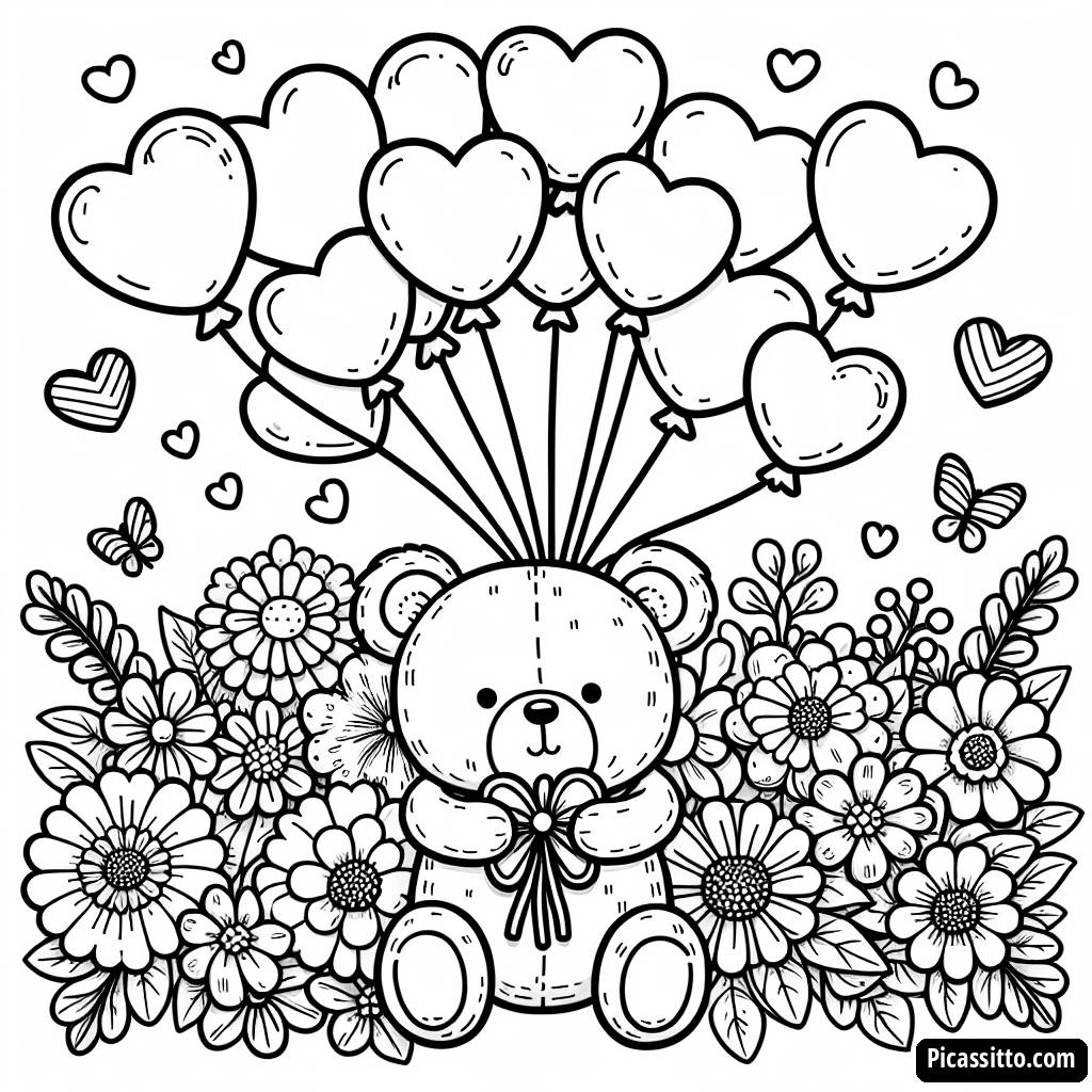 Page à Colorier d'un Adorable Ours en Peluche
