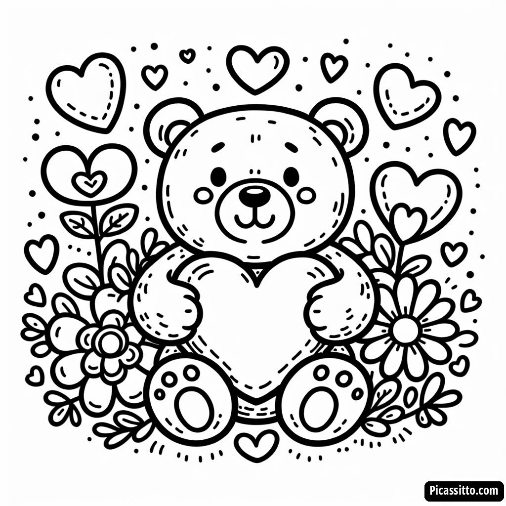 Página para Colorear de un Adorable Osito