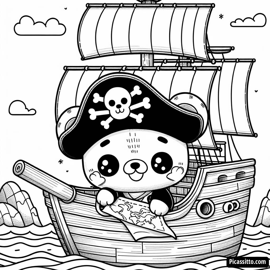 Abenteuer Auf See: Piratenschiff Ausmalbild