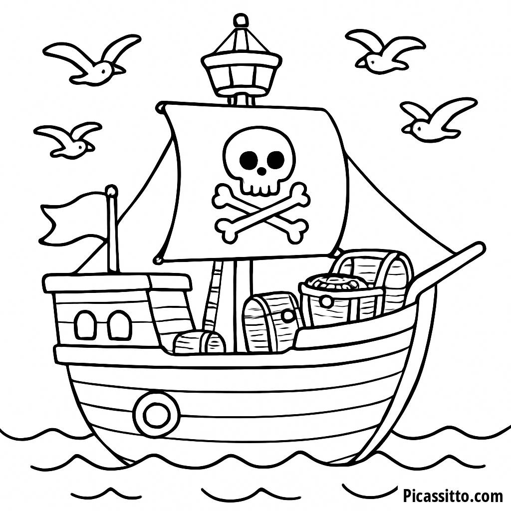 Приключение в Море: Раскраска Пиратского Корабля