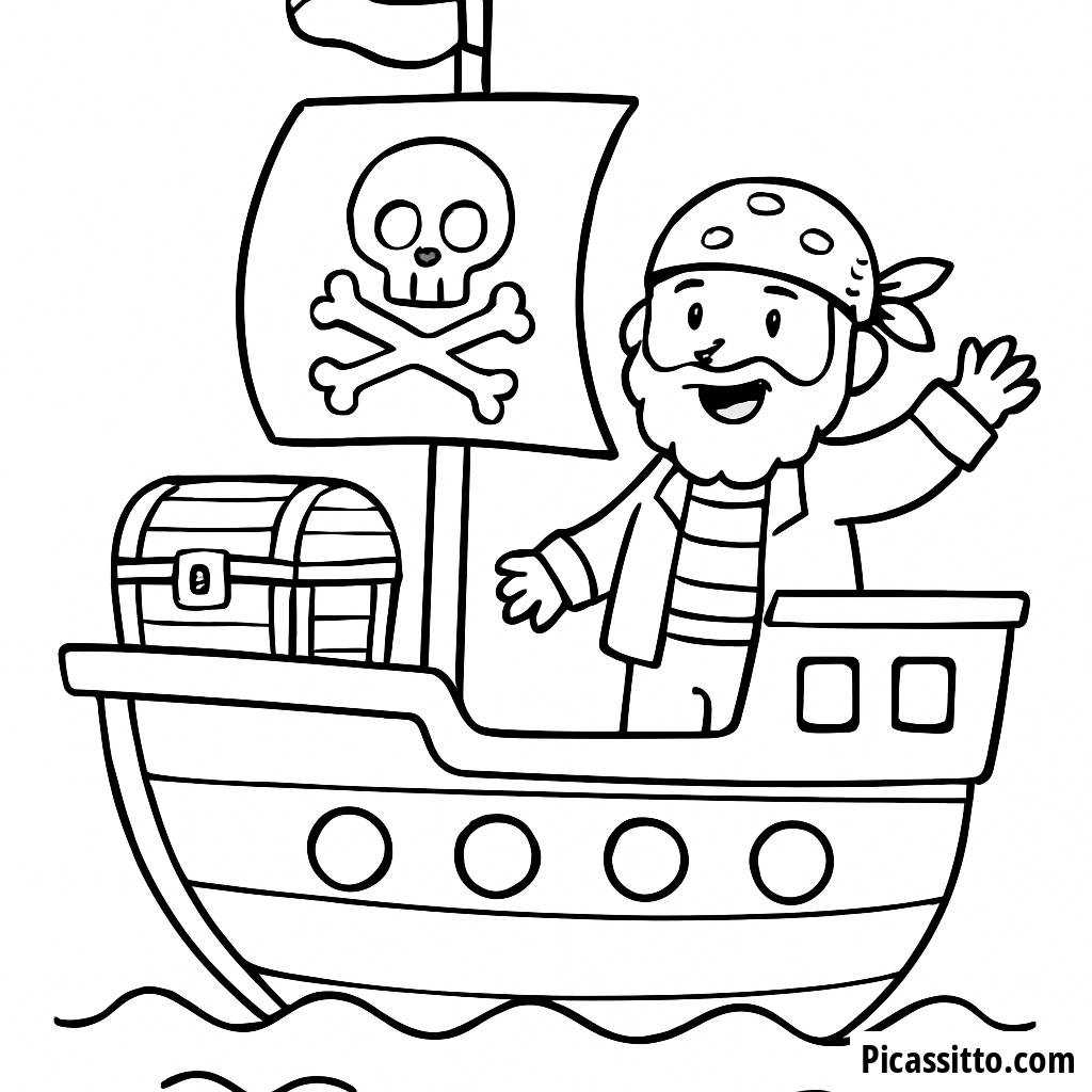 Ahoy! Bunte Piratenschiff Ausmalbild