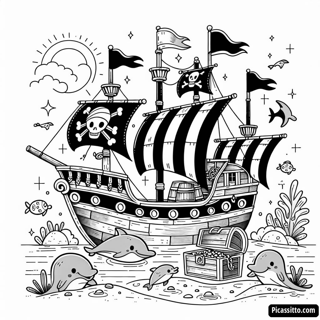 Привет, Дружище! Раскраска Пиратского Корабля