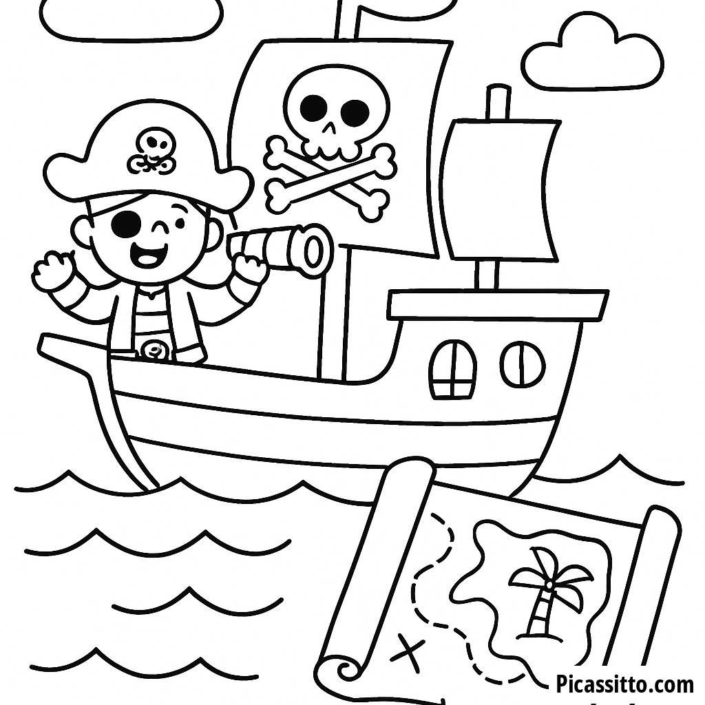 Ahoi! Piratenschiff Ausmalbild