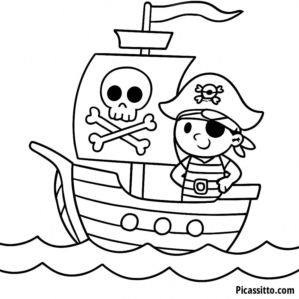 Ahoy Matey! Pirate Ship Coloring Page