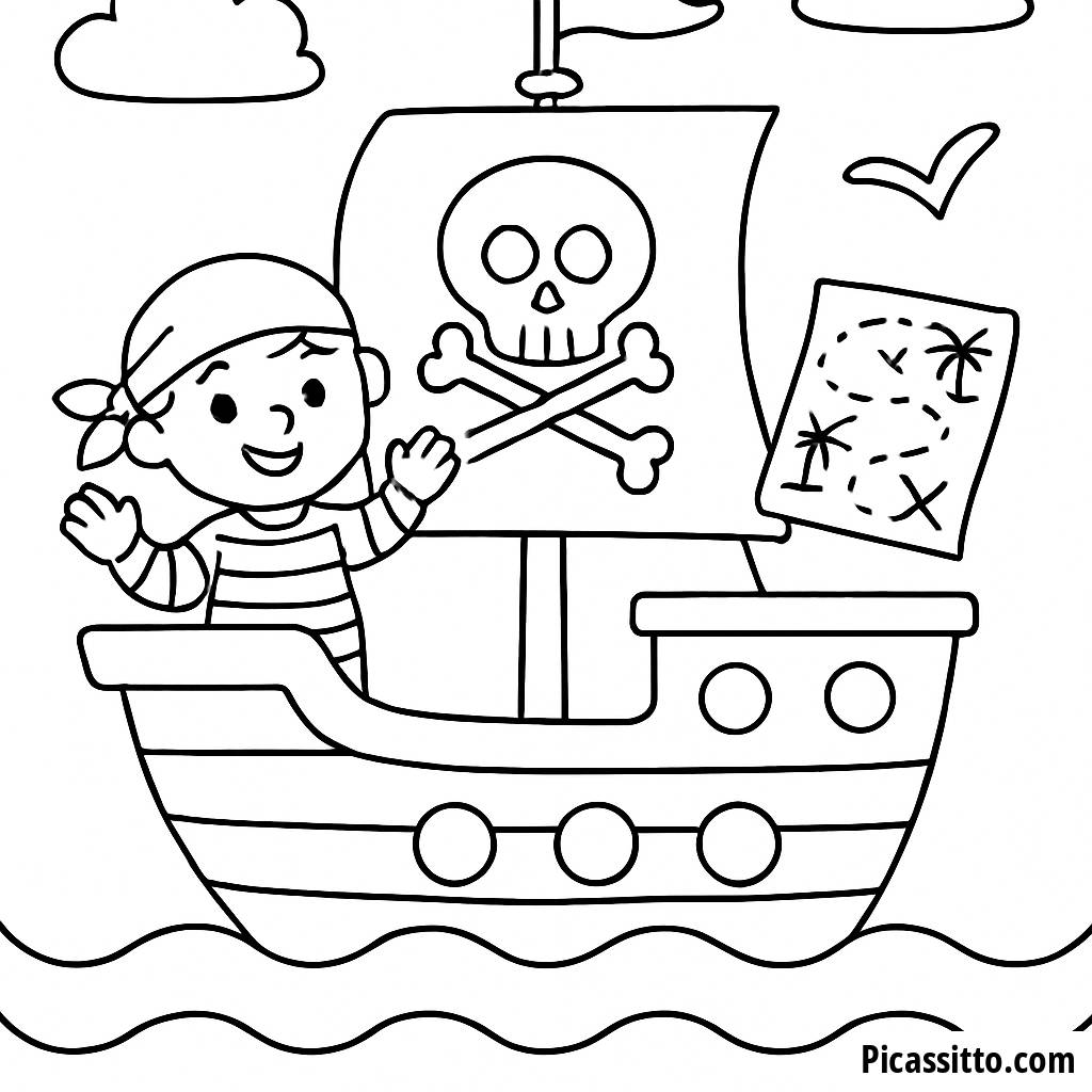 Ahoi! Piratenschiff Malvorlage
