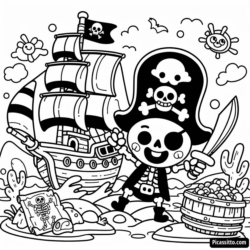 Ахой, Друг! Раскраска Пиратского Корабля