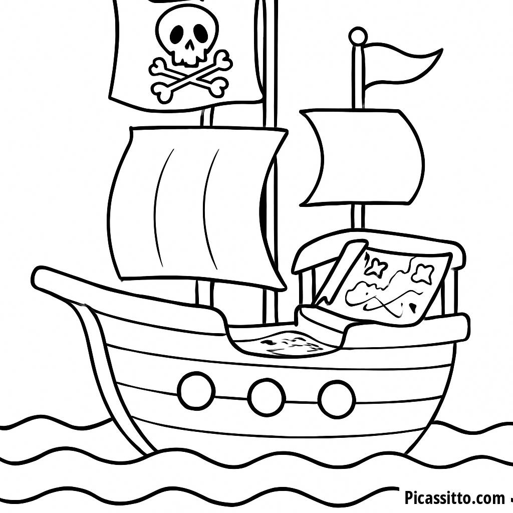 Ahoy! Pirate Ship Coloring Page