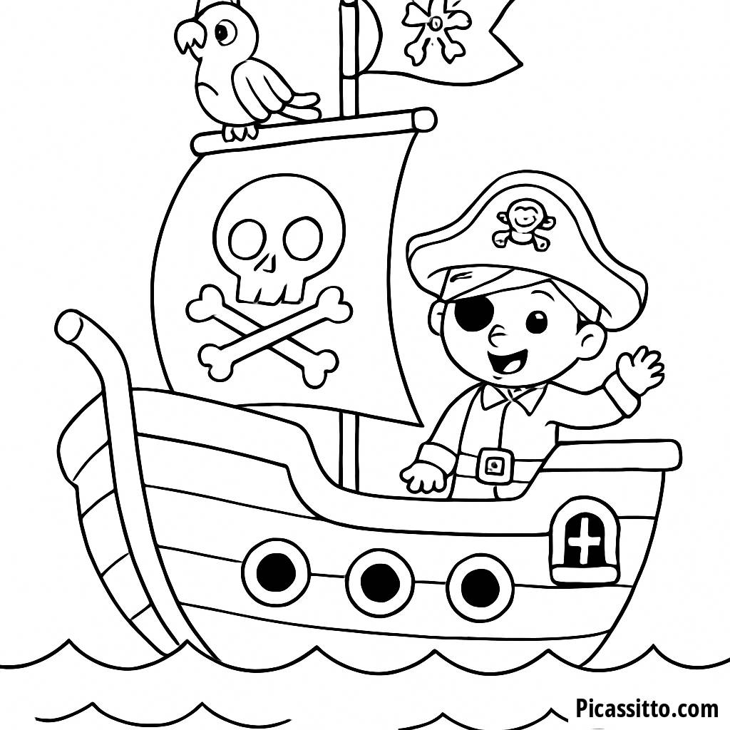 Ahoy ! Page à Colorier du Navire Pirate