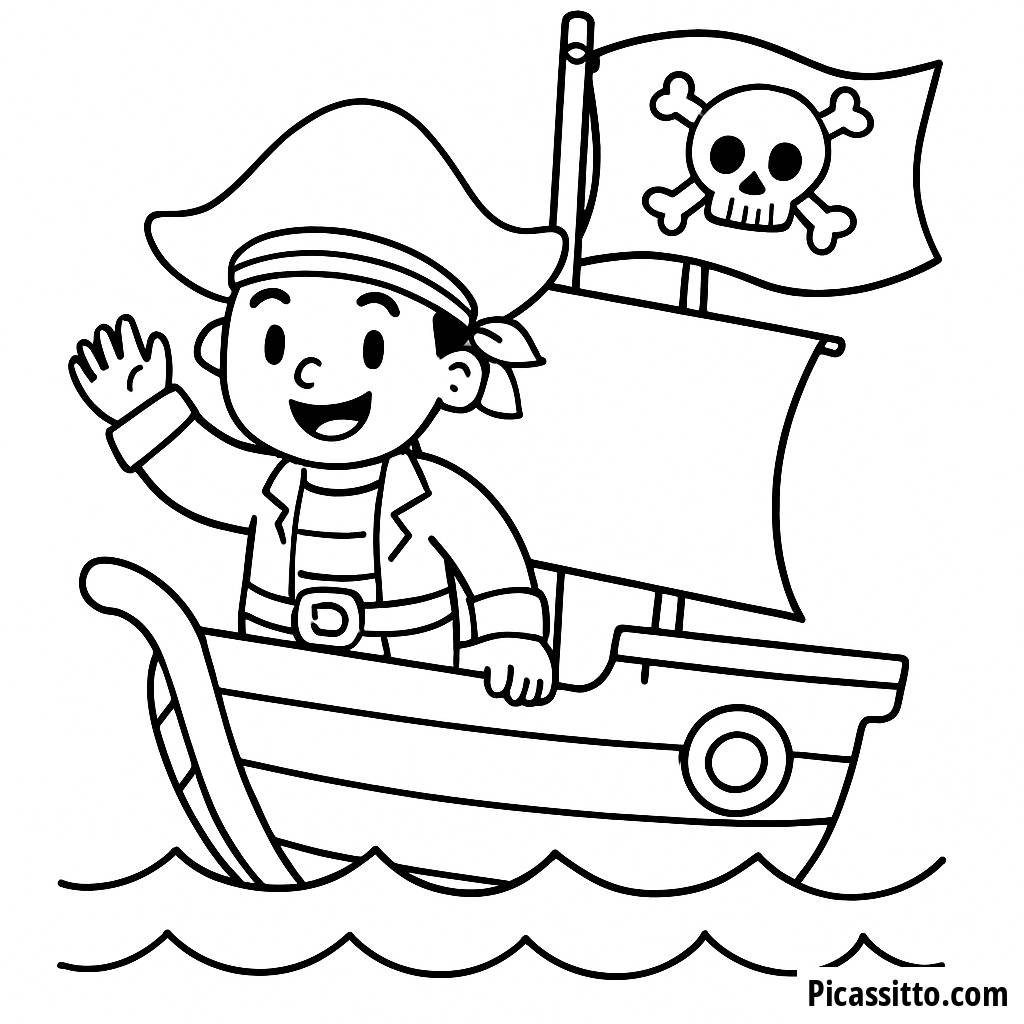 Ahoi! Piratenschiff Malvorlage