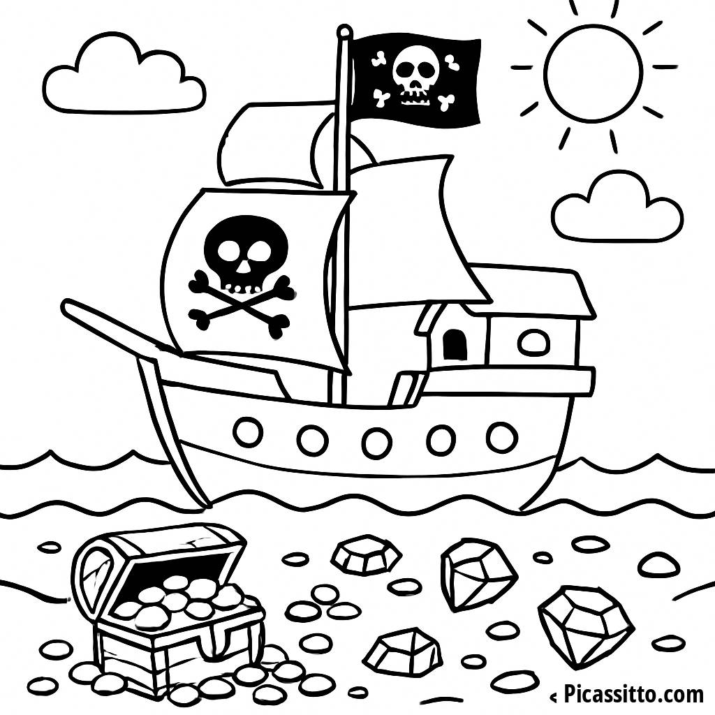 Агой! Раскраска Пиратского Корабля