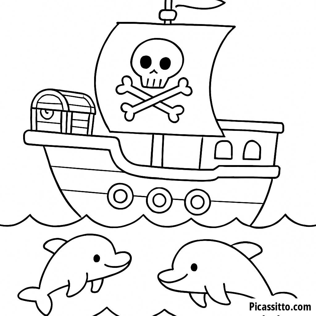 Ahoy ! Page à Colorier de Bateau Pirate Amusant