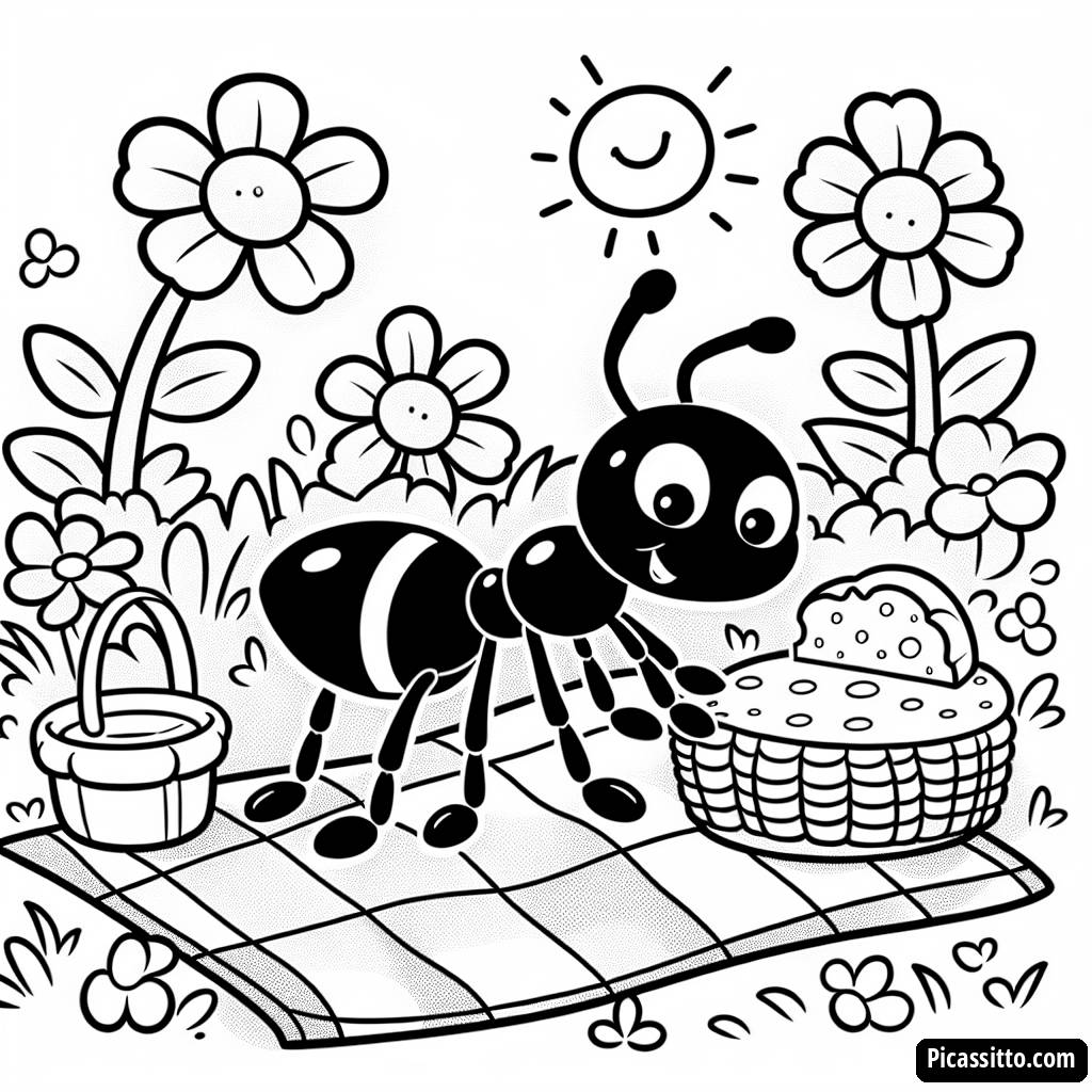 Page à Colorier d'une Fourmi Portant une Miette