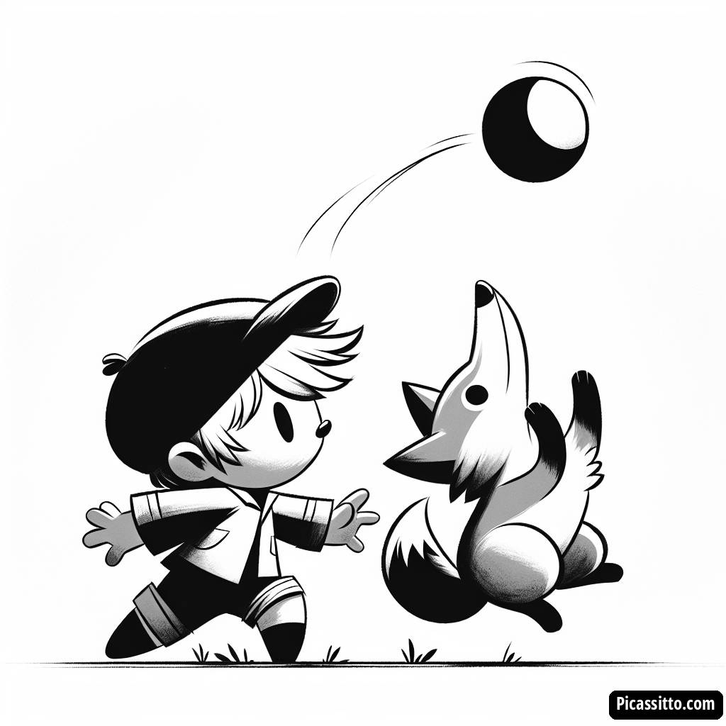 Ausmalbild von Ash und Eevee