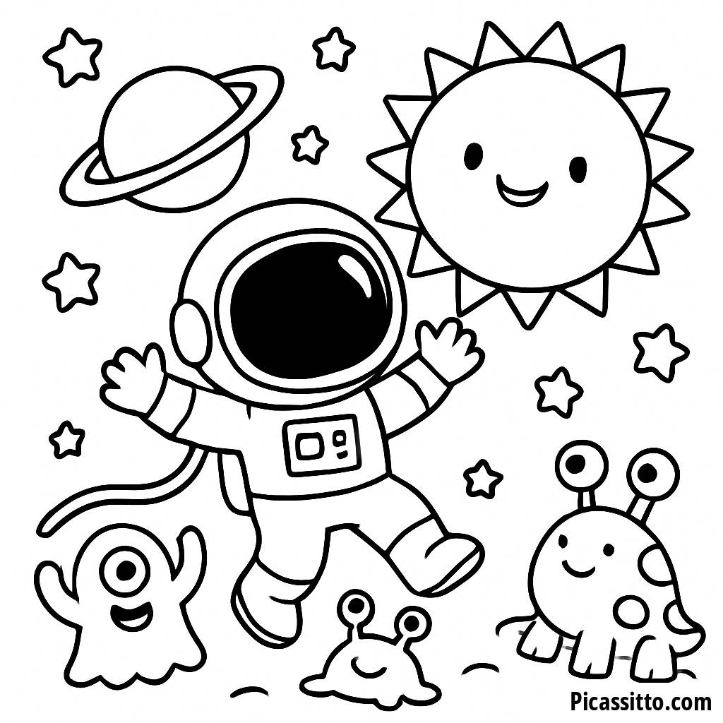 Página para Colorear: Aventura del Astronauta