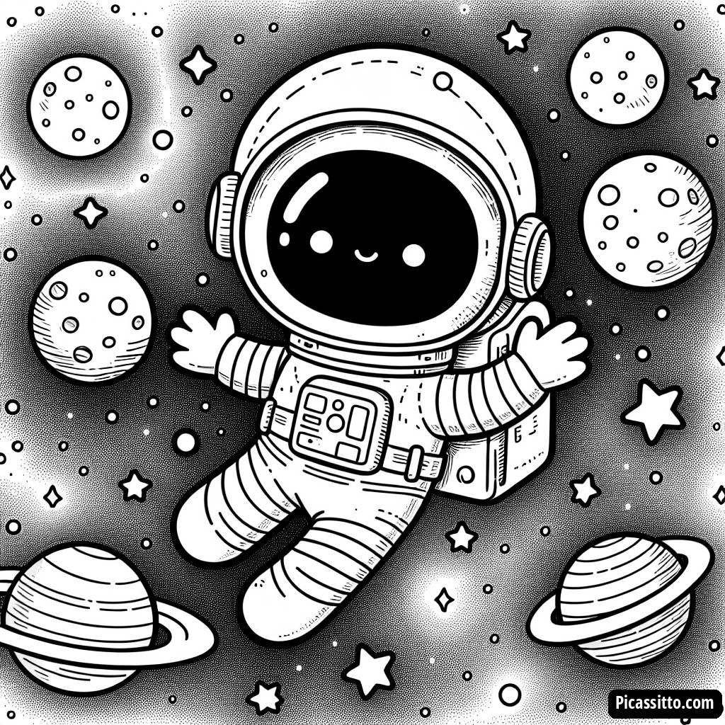 Раскраска Астронавта - Плавайте Среди Звёзд!