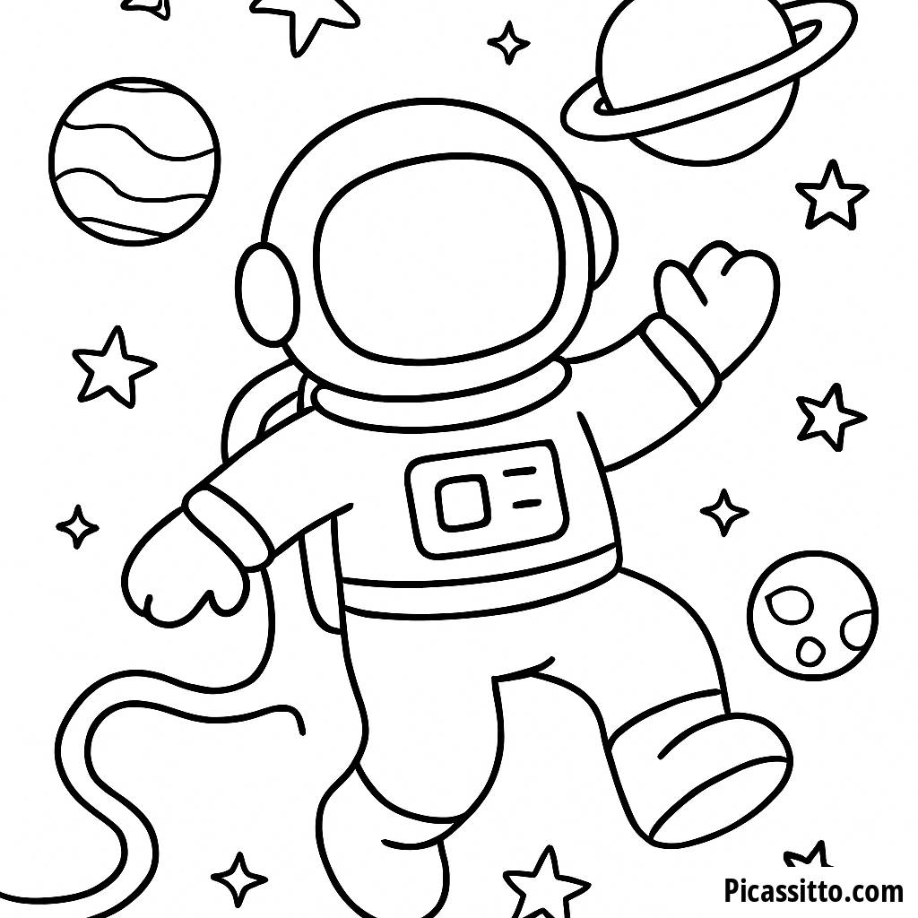 Astronauten Malvorlage: Im Weltraum Schweben