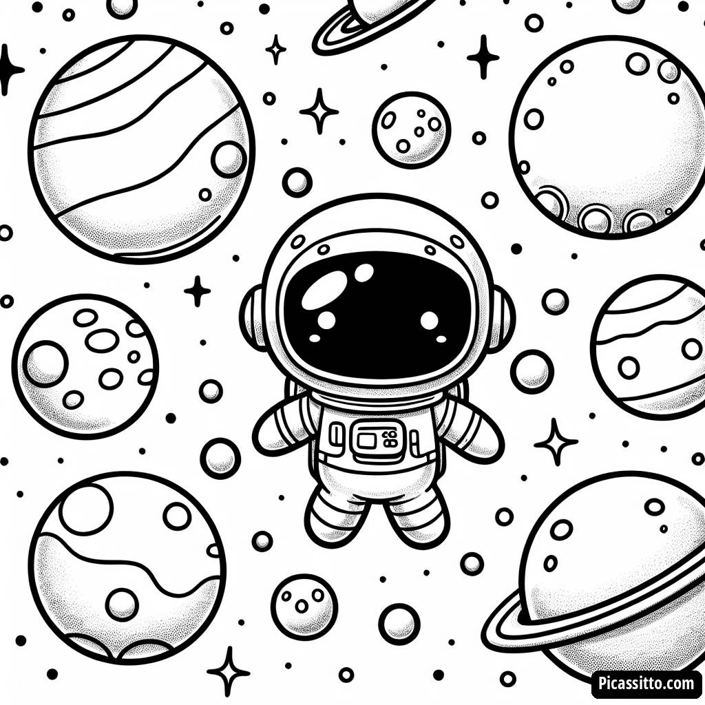 Astronaut im Weltraum Malvorlage