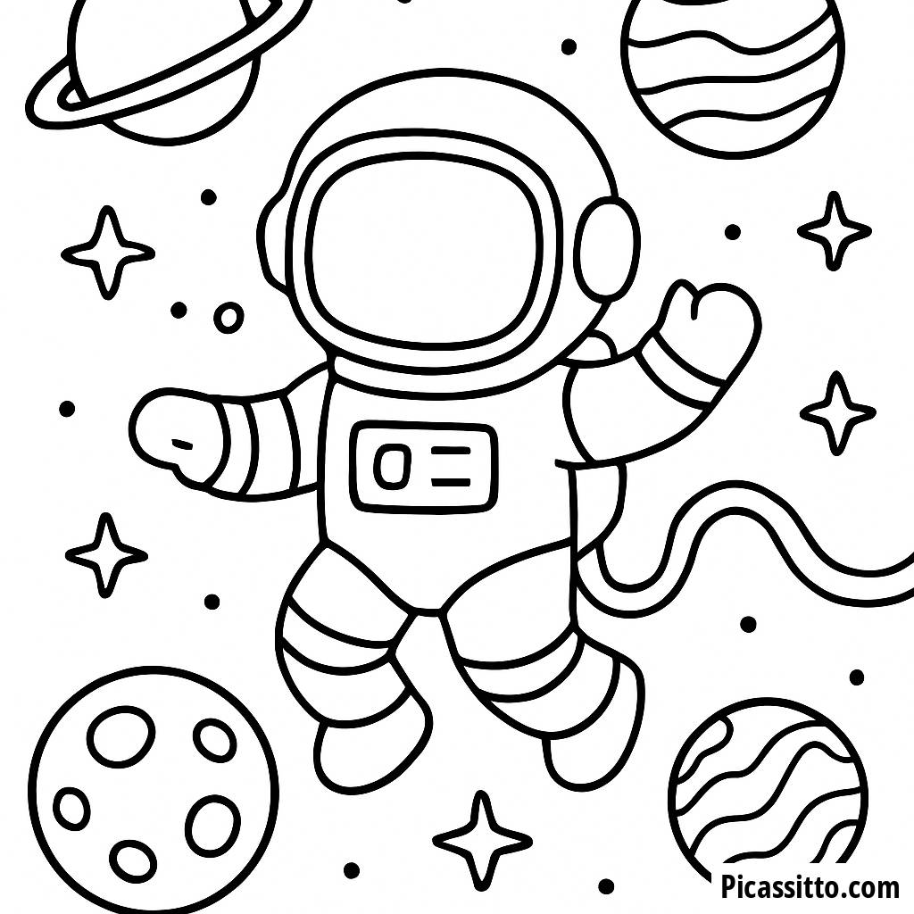 Malvorlage: Astronaut im Weltraum