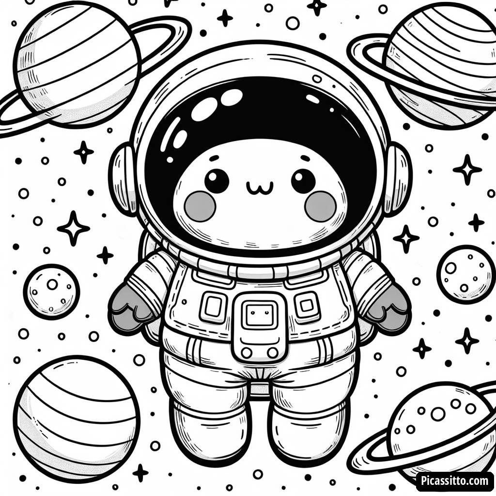 Página para Colorear de Astronauta en el Espacio