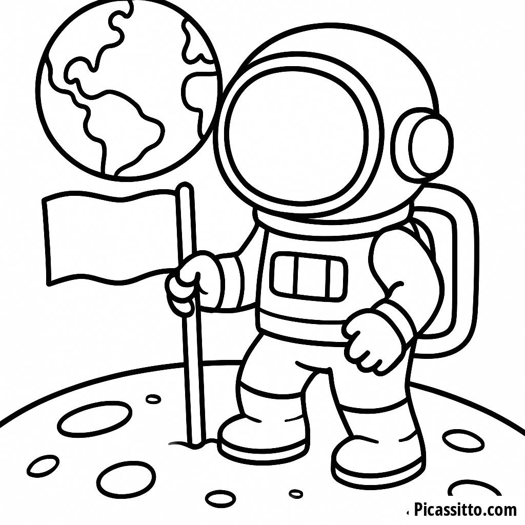 Astronaut on the Moon Coloring Page
