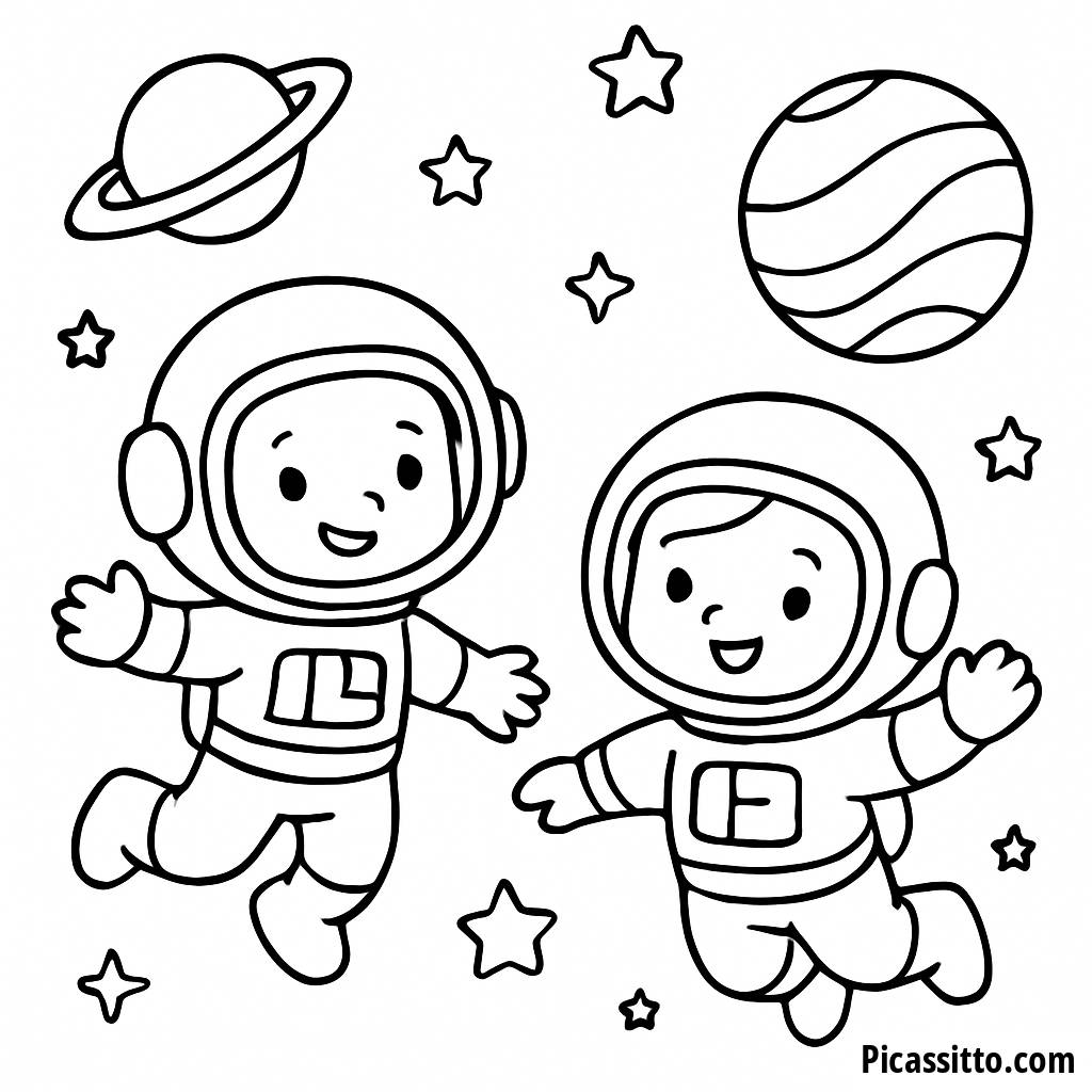 Farbseite von Astronauten im Weltraum