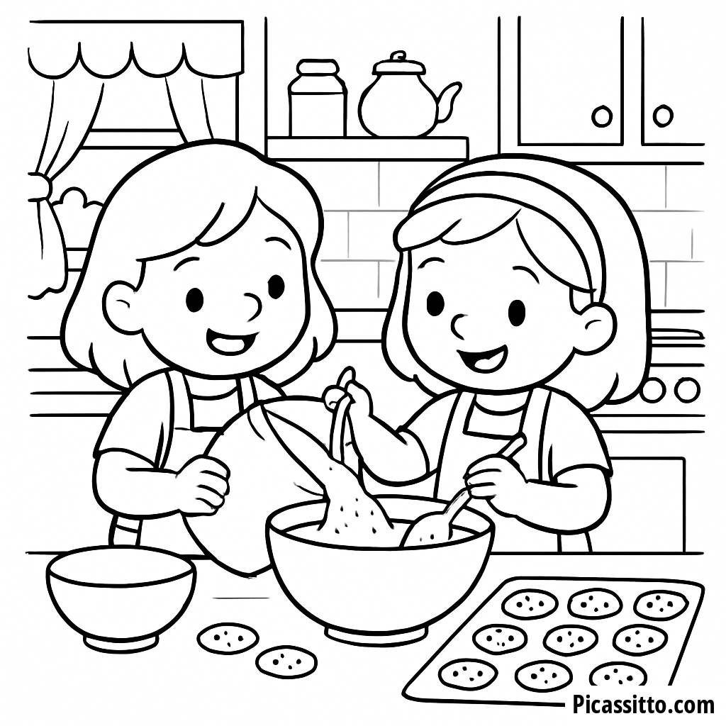 Ausmalbild Backende Freunde