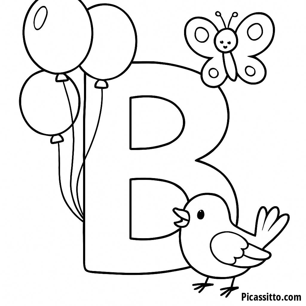 Ballon-Feier: Ausmalbild für den Buchstaben B