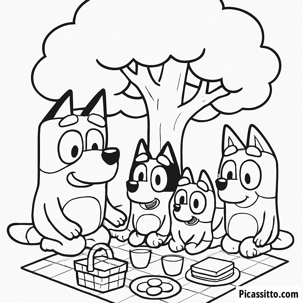 Malvorlage vom Picknick mit Bandit und Chilli