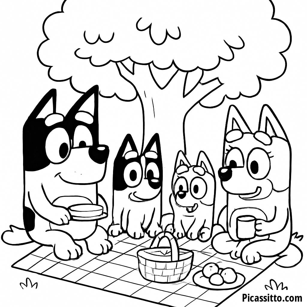 Malvorlage: Bandit und Chillis Picknick