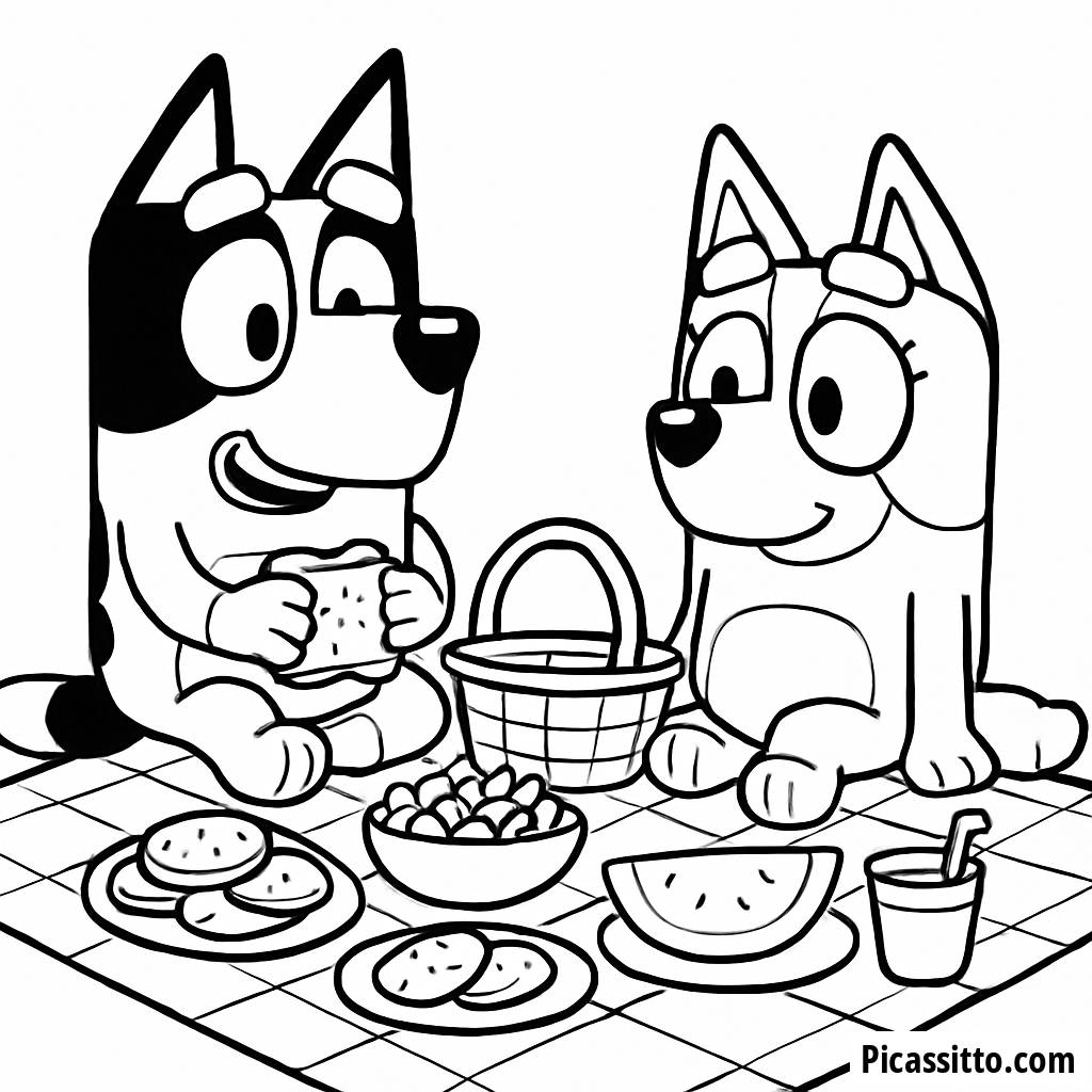 Malvorlage vom Picknick mit Bandit und Chilli