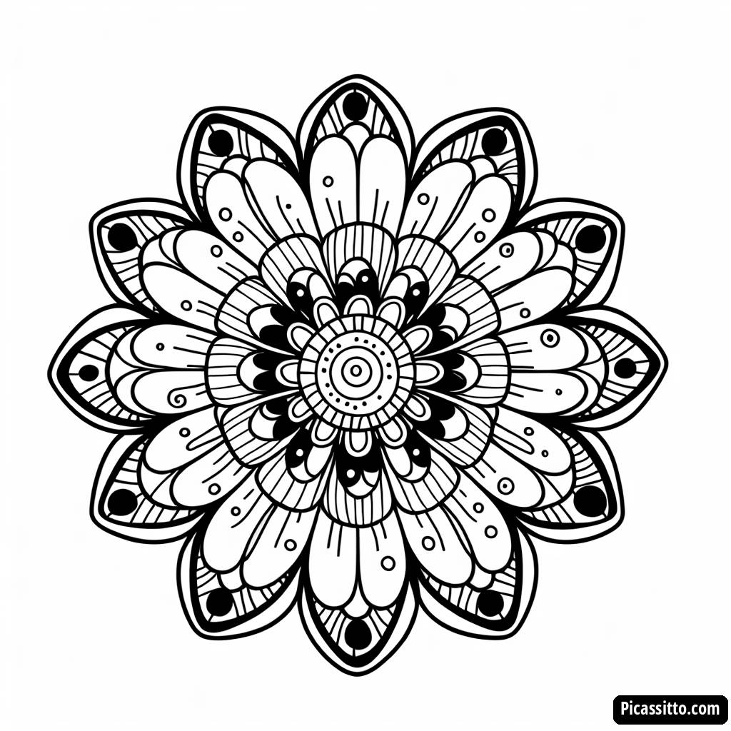 Bellissima Pagina da Colorare Mandala di Fiori