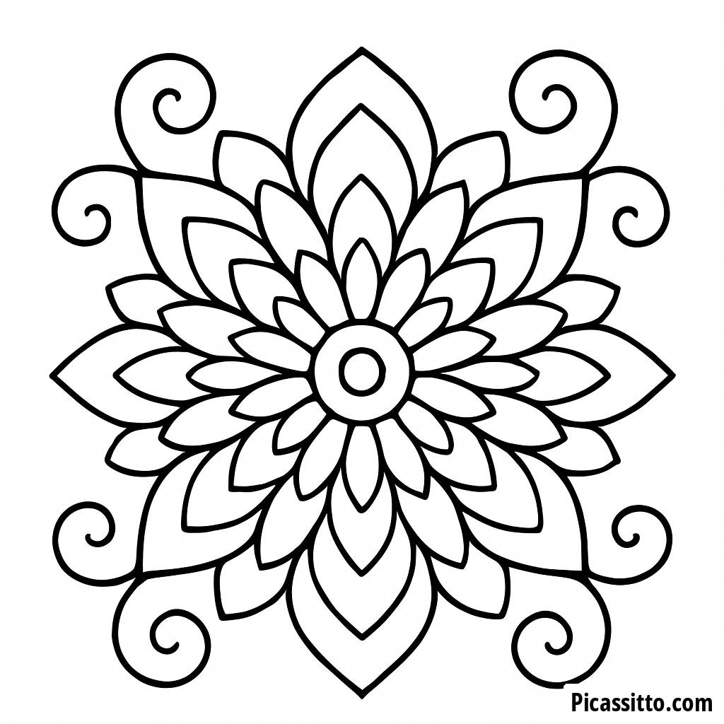 Schöne Blumen-Mandala Ausmalbild