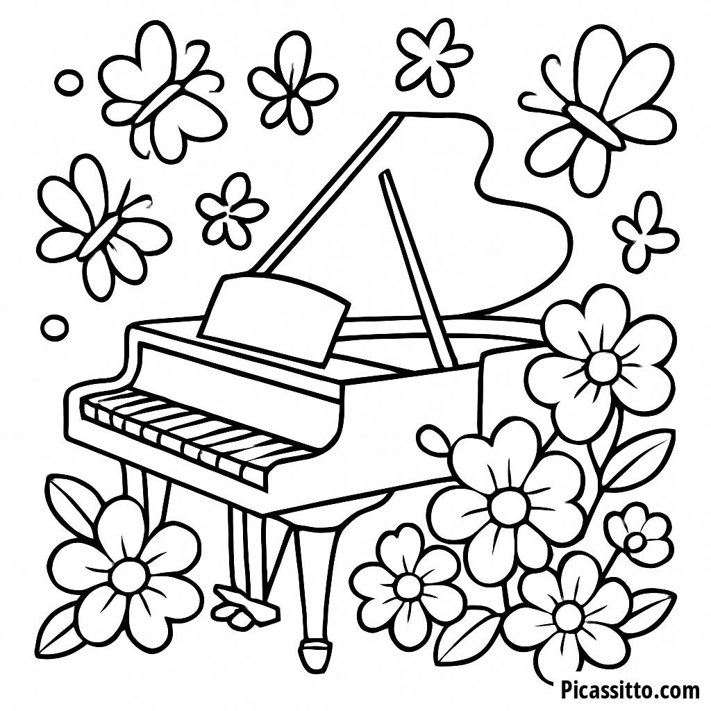 Beautiful Grand Piano Coloring Page