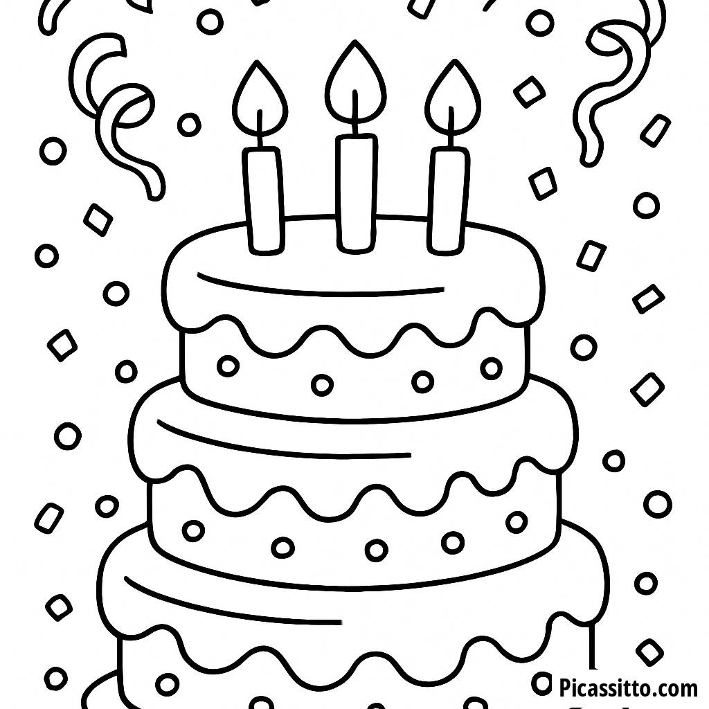 Große Geburtstagskuchen Ausmalbild