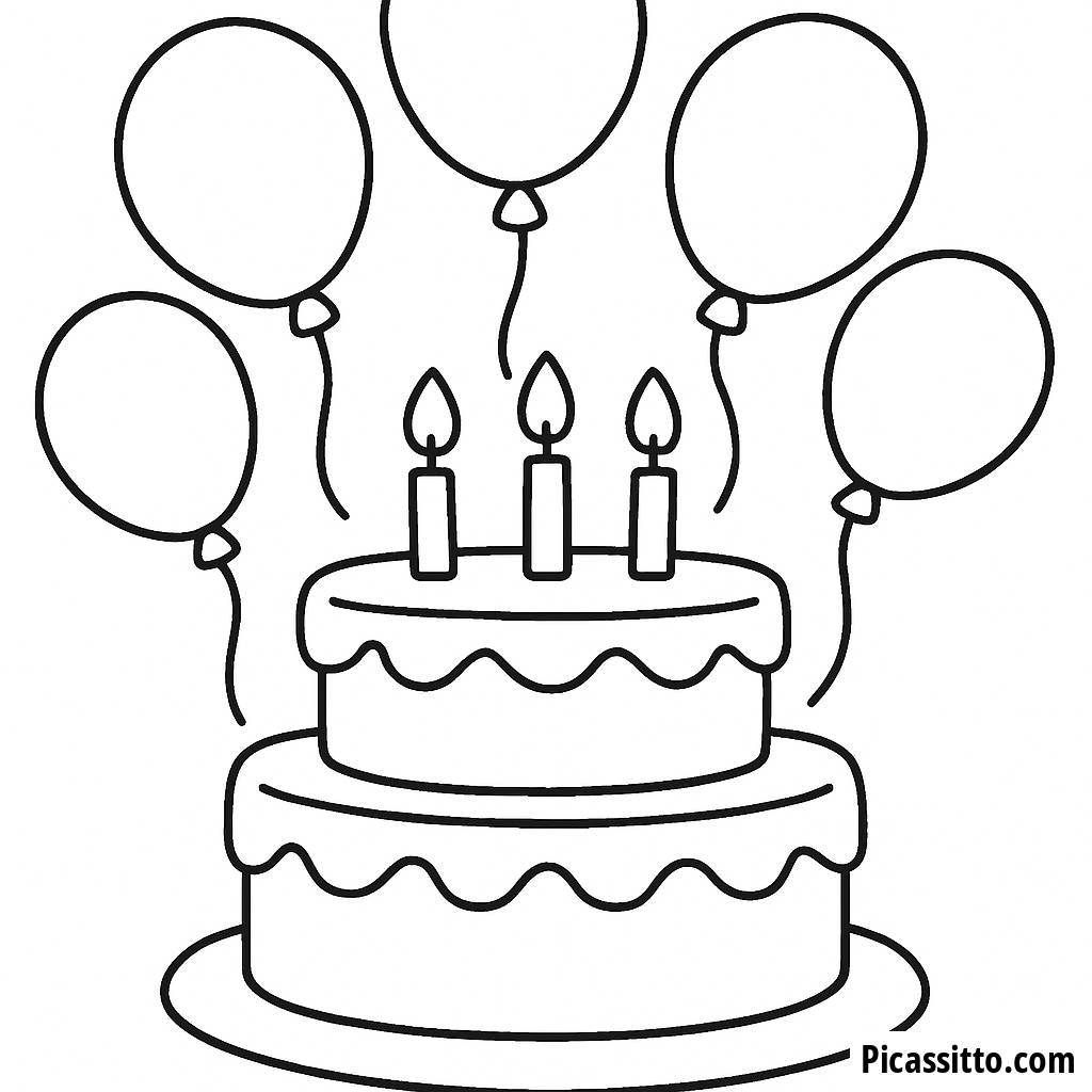 Page à Colorier de Gâteau d'Anniversaire