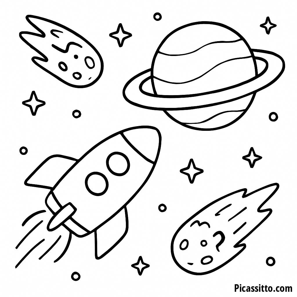 Decolar! Página para Colorir Grátis de Nave Espacial