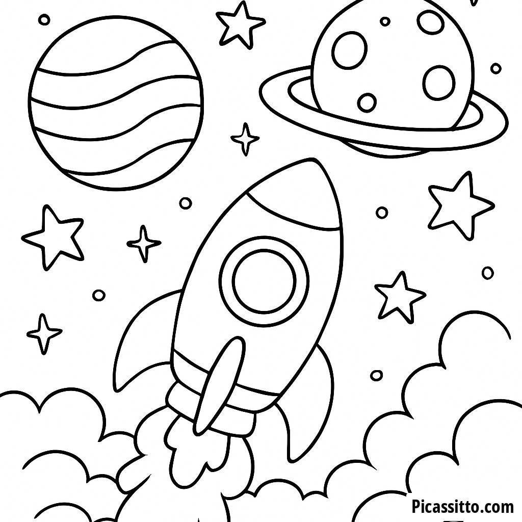 Blast Off! Rocket Coloring Page