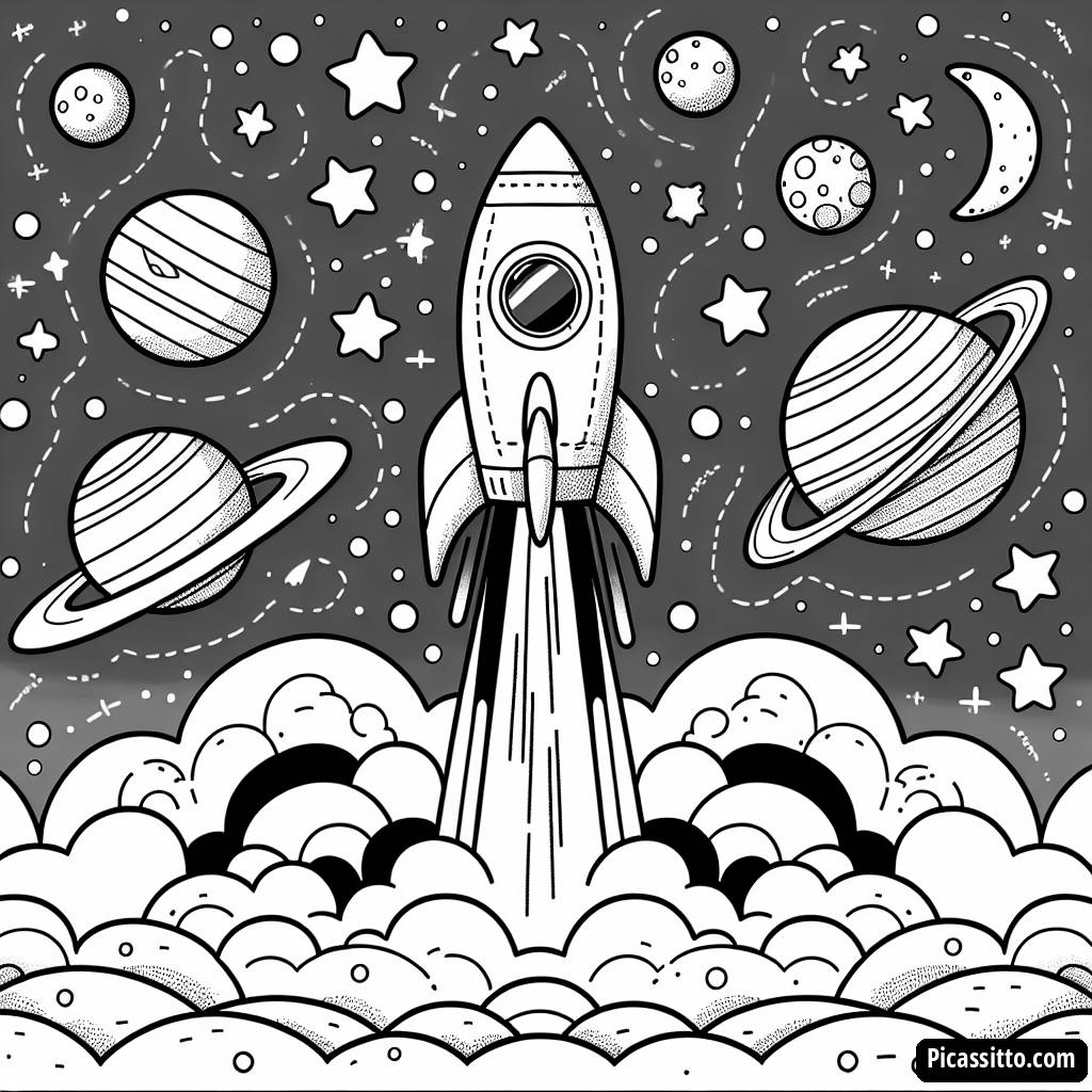 Взлетаем! Раскраска Ракеты