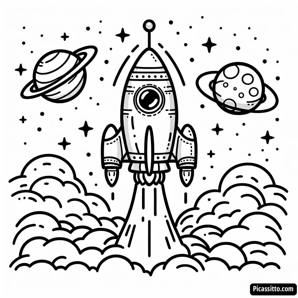 Взлет! Раскраска Ракеты