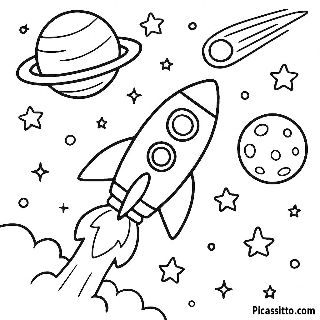 Startklar mit Unserer Raketen-Ausmalbild!