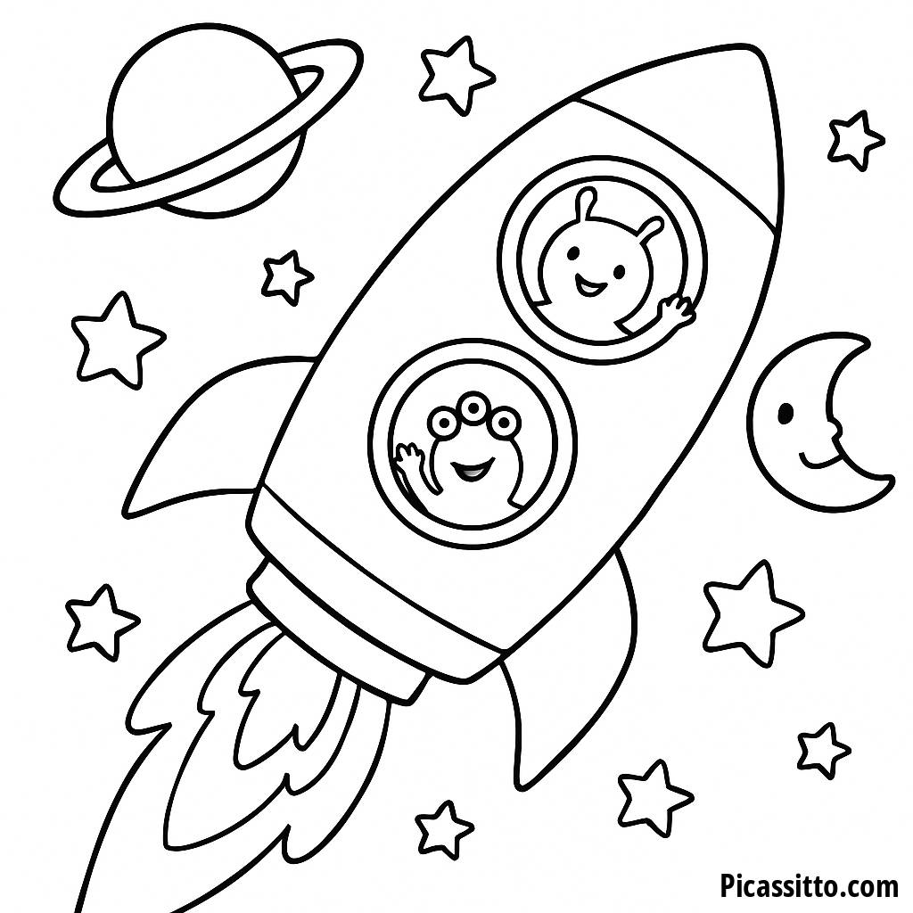 ¡Despega con Nuestra Página para Colorear de Cohete Espacial!