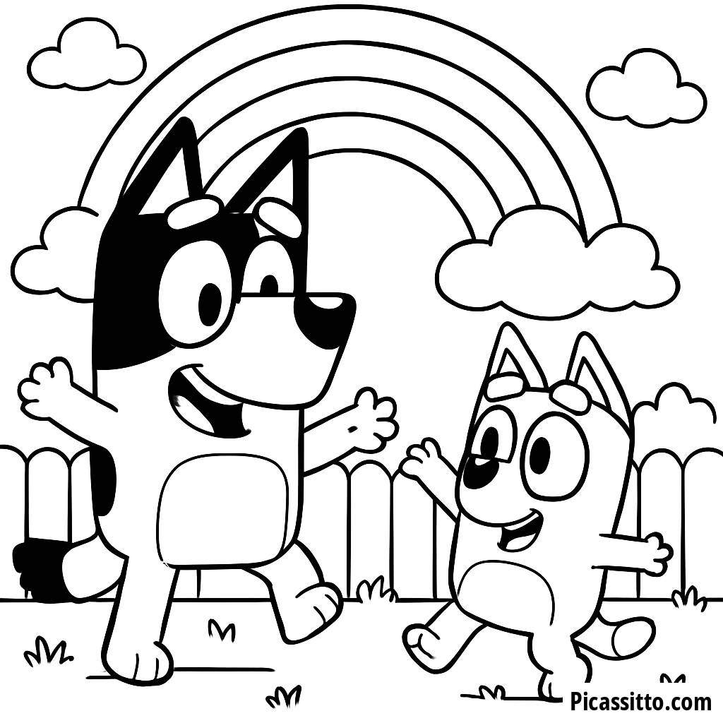 Bluey and Bingo Backyard Fun Coloring Page